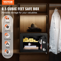 VEVOR Safe, 0.5 Cubic Feet Home Safe, Steel Security Safe with Digital Keypad and 2 Keys, Wall-Mounted Cabinet Safe