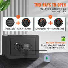 VEVOR Safe, 0.5 Cubic Feet Home Safe, Steel Security Safe with Digital Keypad and 2 Keys, Wall-Mounted Cabinet Safe