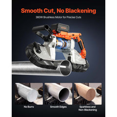 VEVOR 20V Portable Band Saw Kit, 5 Inches Deep Cut, AC 110V, 360W Bandsaw with Brushless Motor, 4.0 Ah Battery