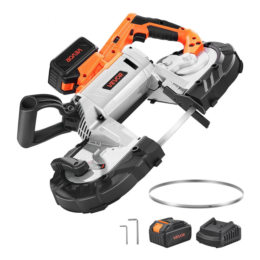 VEVOR 20V Portable Band Saw Kit, 5 Inches Deep Cut, AC 110V, 360W Bandsaw with Brushless Motor, 4.0 Ah Battery