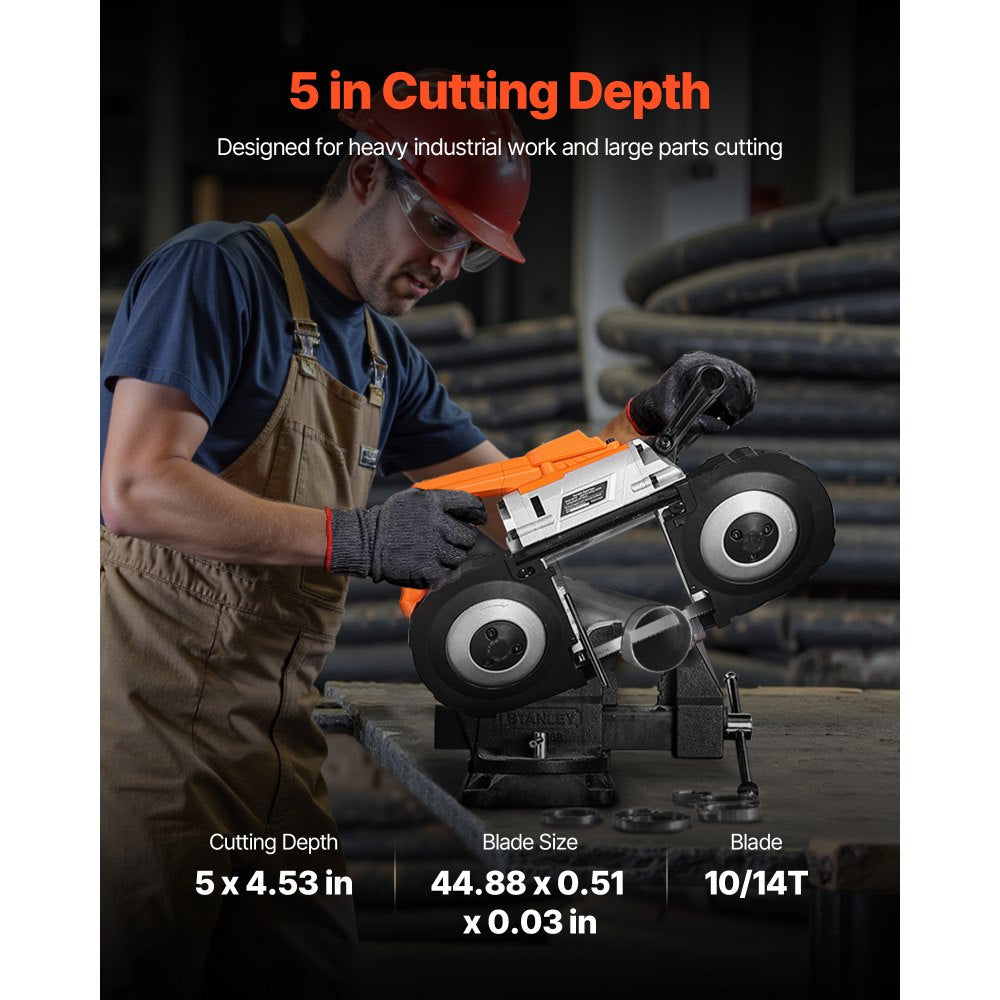 VEVOR 20V Portable Band Saw, 5 Inches Deep Cut, 360W Bandsaw with Brushless Motor, Cordless and Compact Portaband, Hang