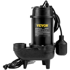 VEVOR Submersible Sewage Pump, 3/4 HP, 5880 GPH, 1050W, Durable Cast Iron, Includes 2" Outlet and 10 ft Piggy-back