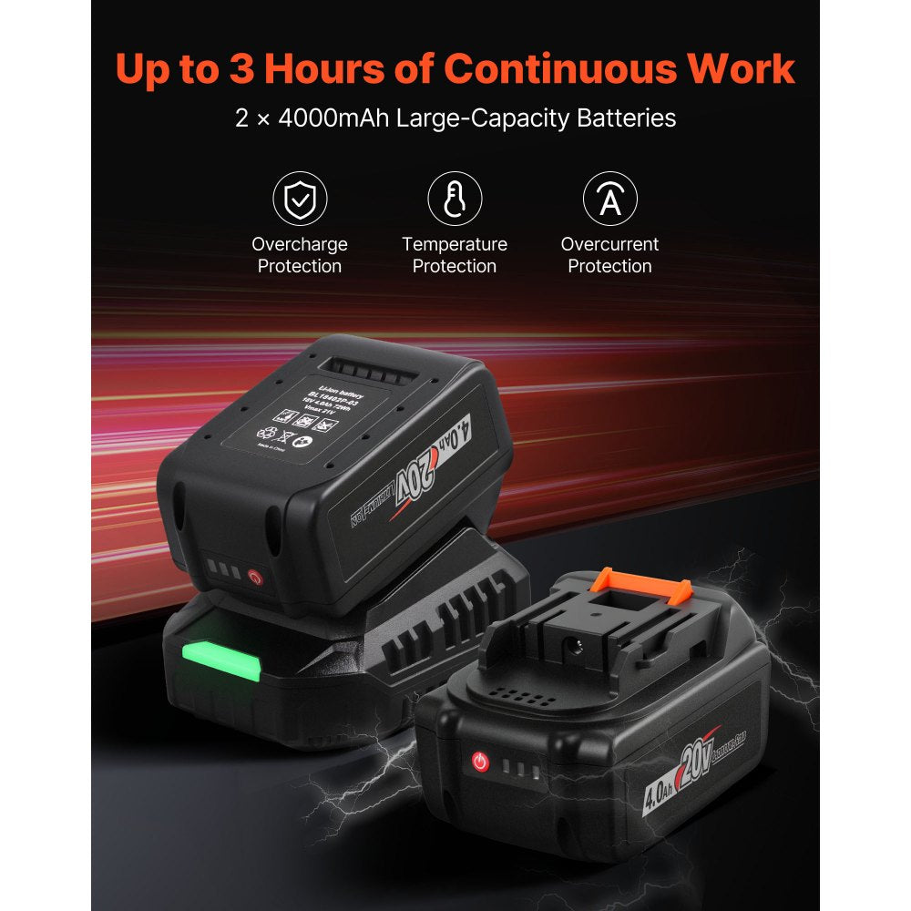 VEVOR Cordless Impact Wrench, 958.8 ft-lbs / 1300 N·m High Torque, 1/2 inch, 20V Electric Impact Wrench with Brushless