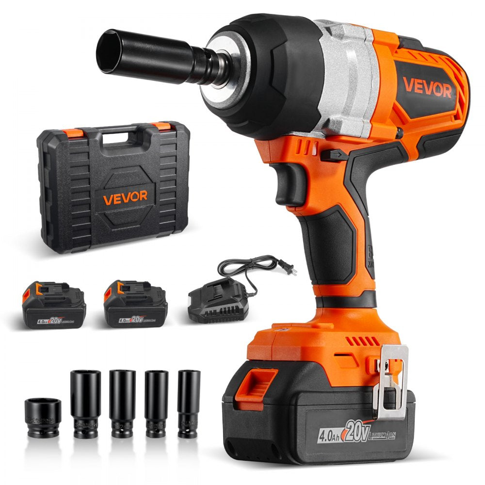 VEVOR Cordless Impact Wrench, 958.8 ft-lbs / 1300 N·m High Torque, 1/2 inch, 20V Electric Impact Wrench with Brushless