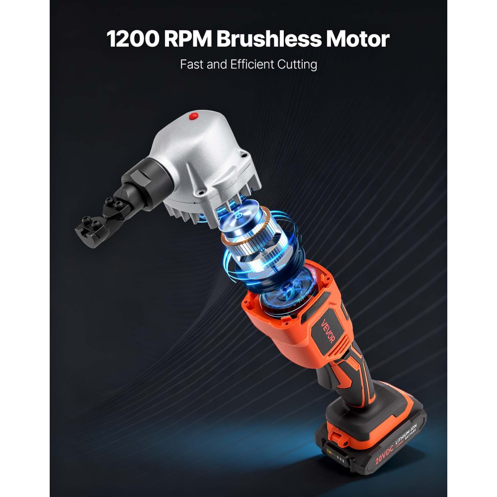 VEVOR Cordless Metal Nibbler, with 18 V 2000 mAh Battery, 1200 RPM Brushless Motor, Electric Nibbler Metal Cutter with
