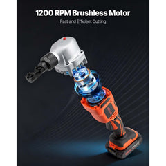 VEVOR Cordless Metal Nibbler, with 18 V 2000 mAh Battery, 1200 RPM Brushless Motor, Electric Nibbler Metal Cutter with