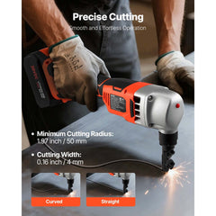 VEVOR Cordless Metal Nibbler, with 18 V 4000 mAh Battery, 1200 RPM Brushless Motor, Electric Nibbler Metal Cutter with
