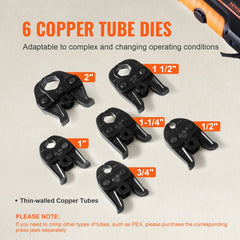 VEVOR Press Tool, 18V Electric Pipe Crimping Tool for 1/2" to 2" Copper Pipes, 32KN Press Tool Kit Compatible with