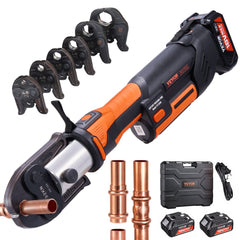 VEVOR Press Tool, 18V Electric Pipe Crimping Tool for 1/2", 3/4", 1", 1 1/4", 1 1/2", 2" Copper Pipes, 32KN Press Tool