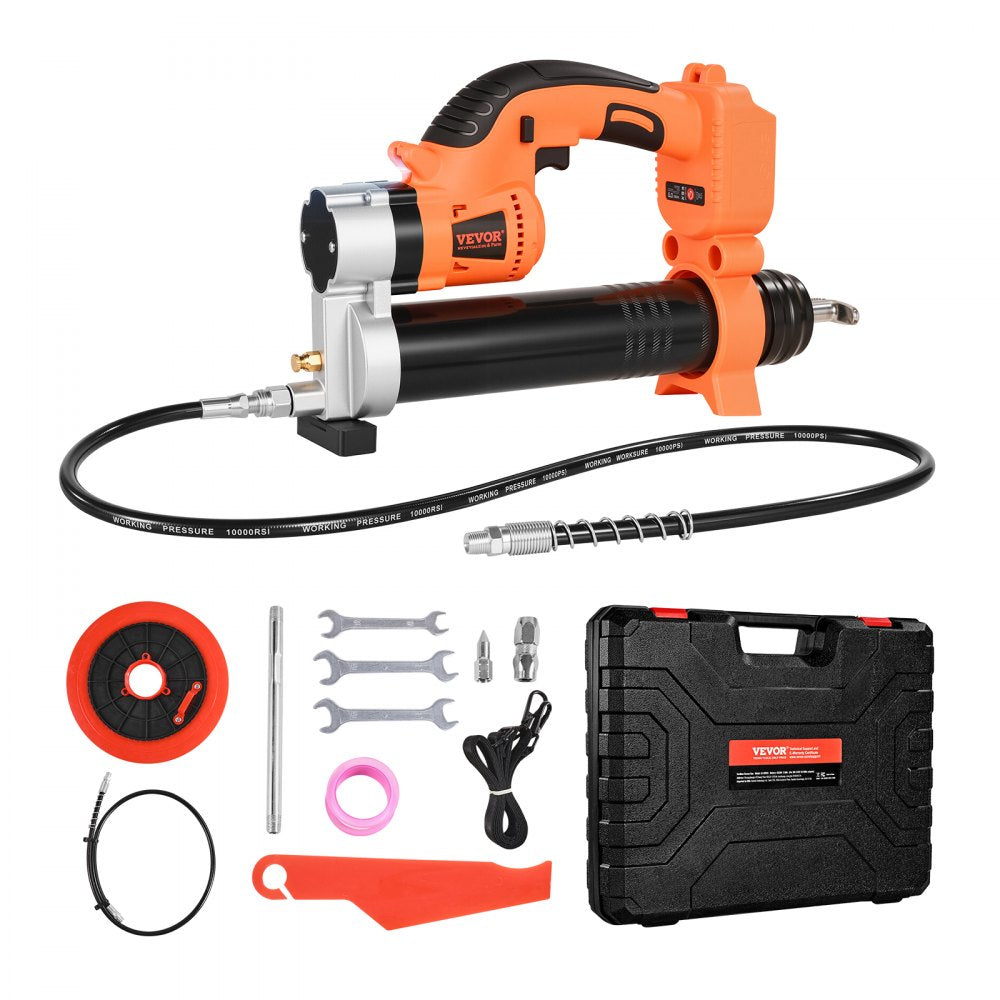 VEVOR Cordless Grease Gun, 8000 PSI Max Pressure, Electric Grease Gun with LED Light & 35.4-inch Long Hose, Compatible