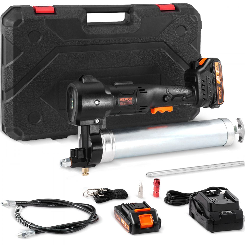 VEVOR Cordless Grease Gun, 20-Volt, 10,000 PSI, 39" Long Hose, Electric Grease Gun Kit Professional High Pressure