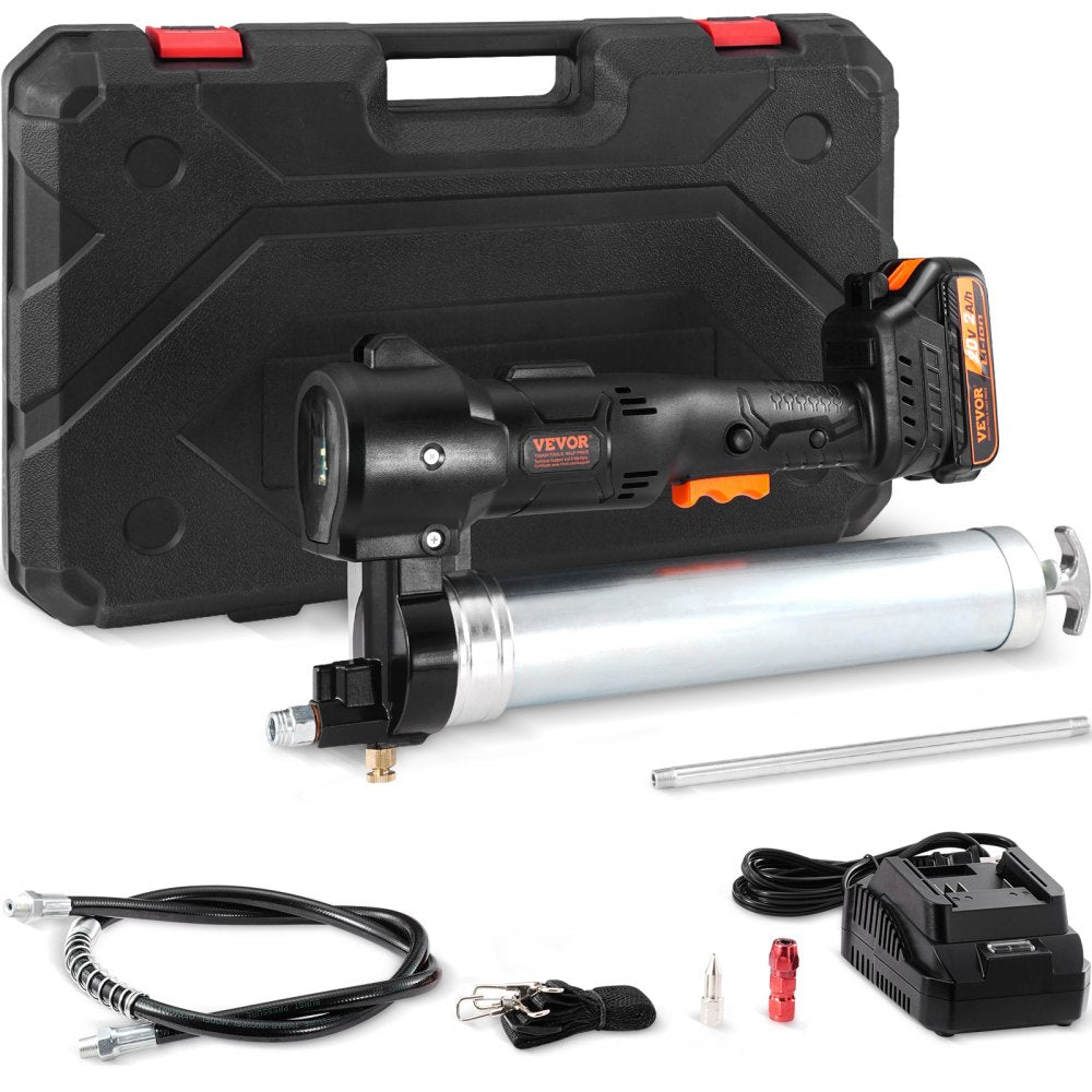 VEVOR Cordless Grease Gun, 20-Volt, 10,000 PSI, 39" Long Hose, Electric Grease Gun Kit Professional High Pressure