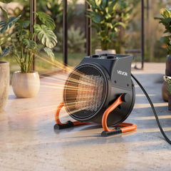 VEVOR Greenhouse Heater, 1500W Electric PTC Space Heater with Thermostat, Fan, Low & High Heat Modes, 15° Adjustable
