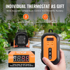 VEVOR Greenhouse Heater with Thermostat, 1500W PTC Fast Heating with Overheat Protection, 3-Speed Setting Small Grow