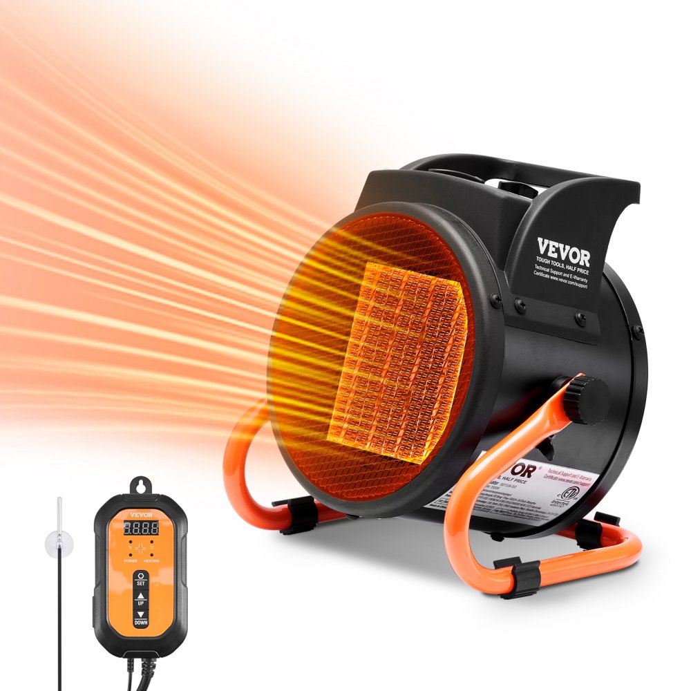 VEVOR Greenhouse Heater with Thermostat, 1500W PTC Fast Heating with Overheat Protection, 3-Speed Setting Small Grow
