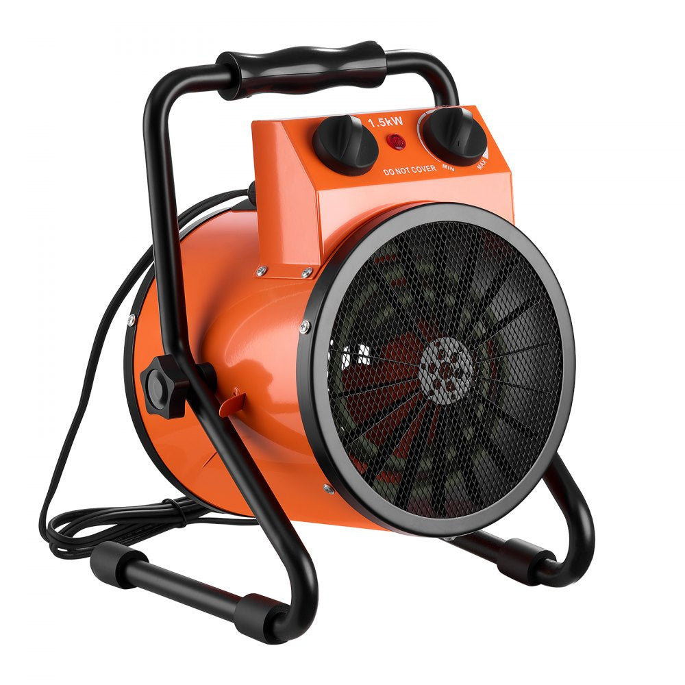 VEVOR Greenhouse Heater, 1500W Electric Space Heater with Fan & High Heat Modes, IPX4 Protection, 25° Adjustable Angle