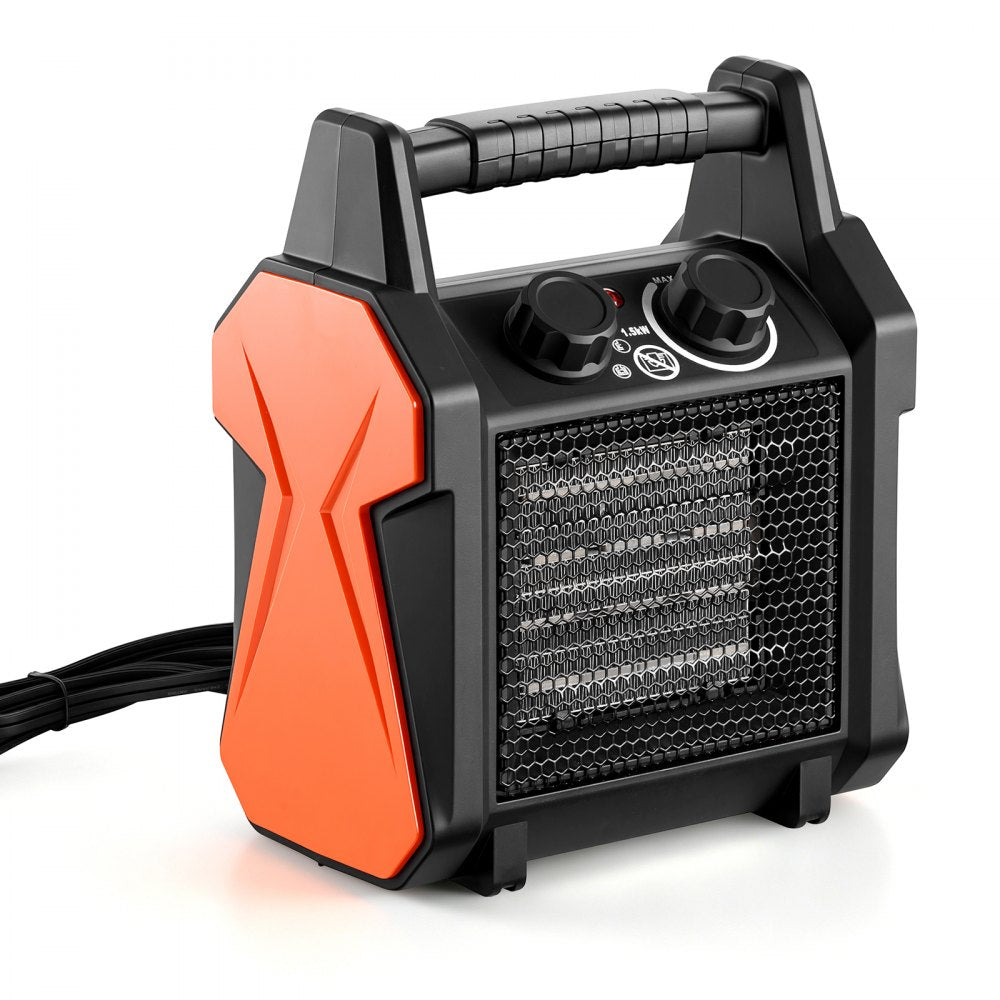VEVOR Greenhouse Heater, 1500W Electric PTC Space Heater with Fan, Low & High Heat Modes, Overheat Protection, Tip-Over