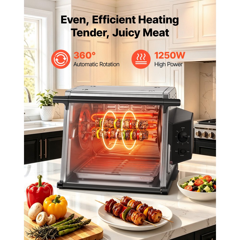 VEVOR Rotisserie Oven Large Capacity 12L Shawarma Grill Machine 1250W, for Chicken, Beef Ribs, Lamb Leg, Grilled