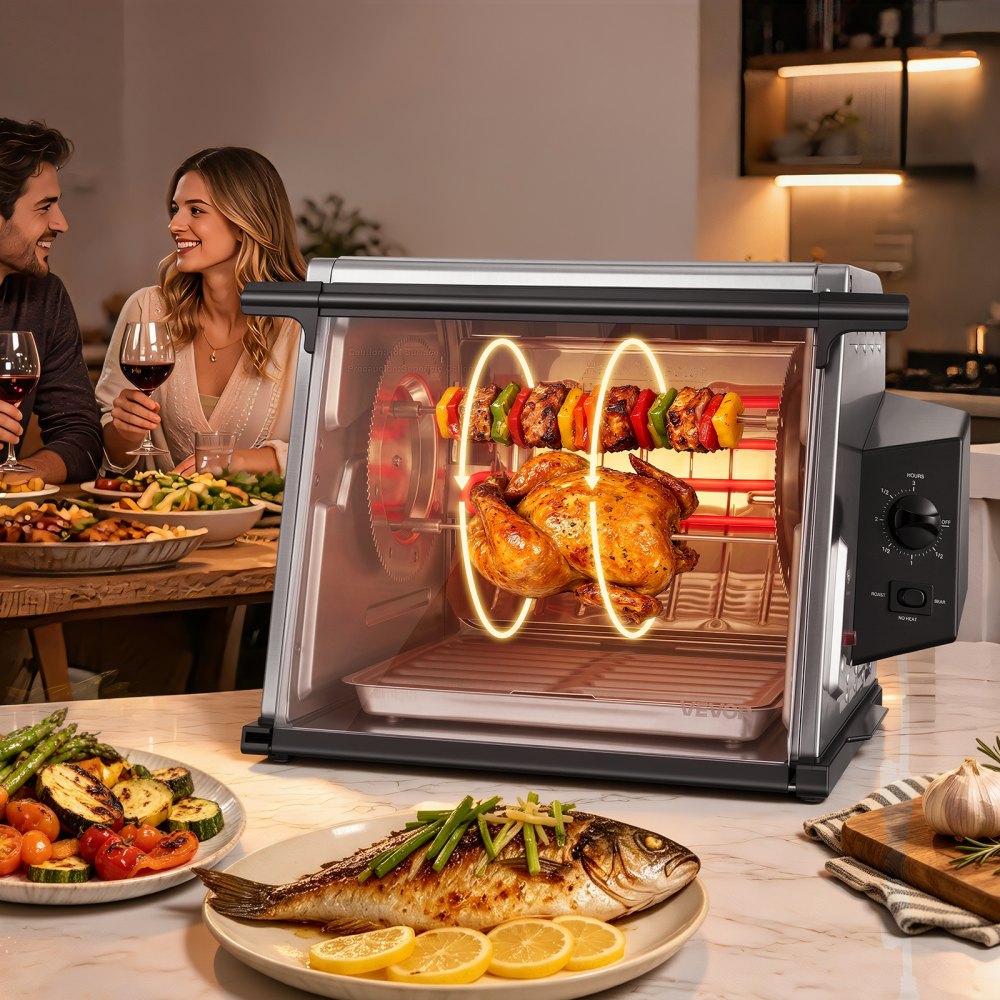 VEVOR Rotisserie Oven Large Capacity 12L Shawarma Grill Machine 1250W, for Chicken, Beef Ribs, Lamb Leg, Grilled