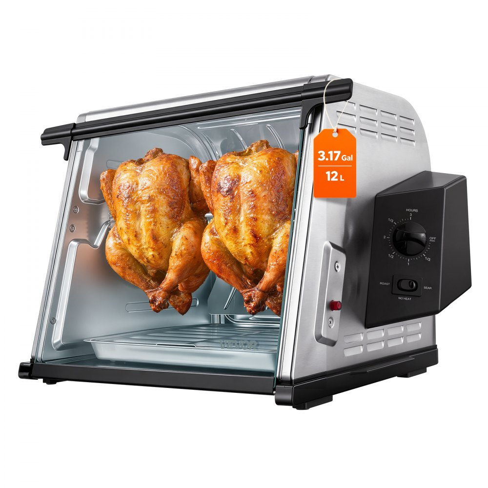 VEVOR Rotisserie Oven Large Capacity 12L Shawarma Grill Machine 1250W, for Chicken, Beef Ribs, Lamb Leg, Grilled