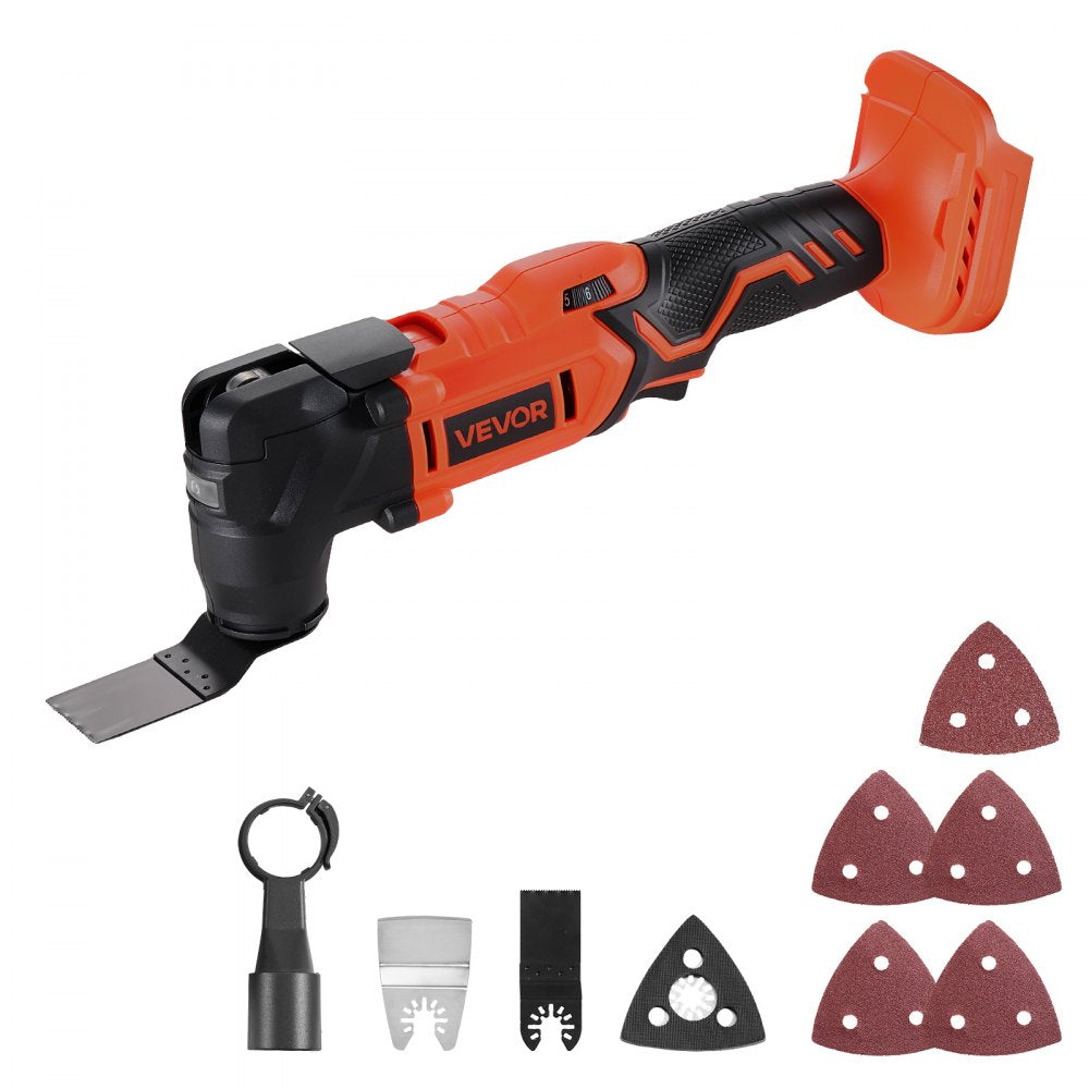 VEVOR Cordless Oscillating Tool, 20V Multitool Oscillating Tool with 6 Variable Speeds 8500 - 17000 OPM, 3.2°