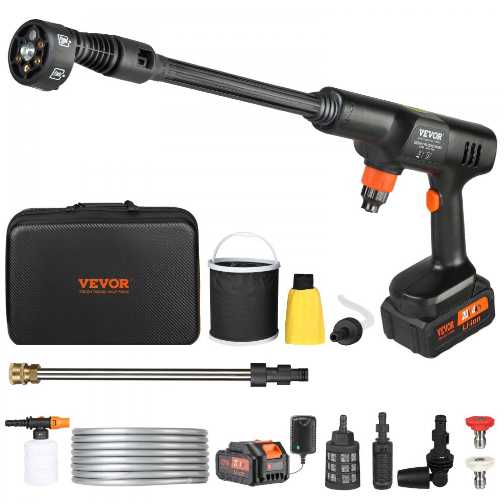 VEVOR Cordless Pressure Washer, 652-PSI 1.0 GPM Portable Power Cleaner, Handheld High-Pressure Car Washer Gun with