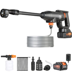 VEVOR Cordless Pressure Washer, 580-PSI 1.1 GPM Portable Power Cleaner, Handheld High-Pressure Car Washer Gun with