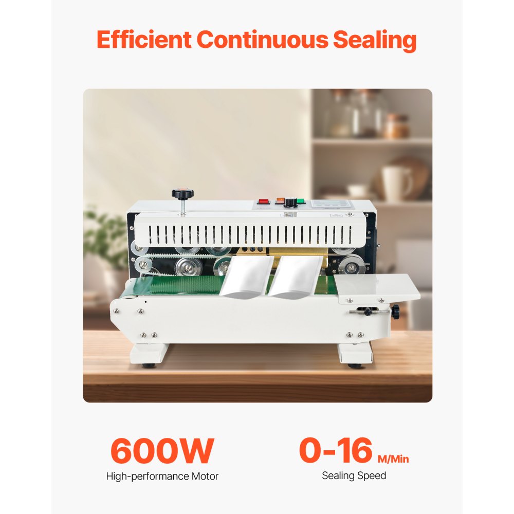VEVOR Continuous Bag Band Sealing Machine, 0.24-0.47 in/6-12 mm Seal Width, Horizontal Band Sealer Machine with Digital
