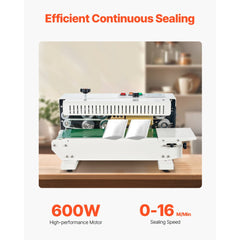 VEVOR Continuous Bag Band Sealing Machine, 0.24-0.47 in/6-12 mm Seal Width, Horizontal Band Sealer Machine with Digital