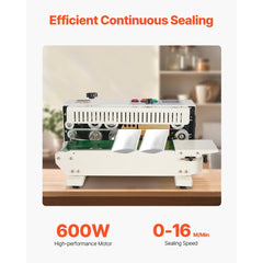 VEVOR Continuous Bag Band Sealing Machine, 0.24-0.47 in/6-12 mm Seal Width, Horizontal Band Sealer Machine with Digital
