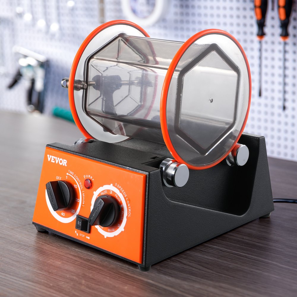 VEVOR Jewelry Polisher Tumbler, 6.6lbs/3kg Capacity Mini Rotary Tumbler Machine with 0-60 Minutes Timer, 5 Speeds