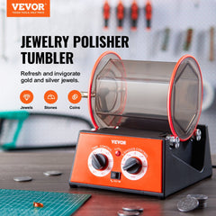 VEVOR Jewelry Polisher Tumbler, 11lbs/5kg Capacity Mini Rotary Tumbler Machine with 0-60 Minutes Timer, 5 Speeds
