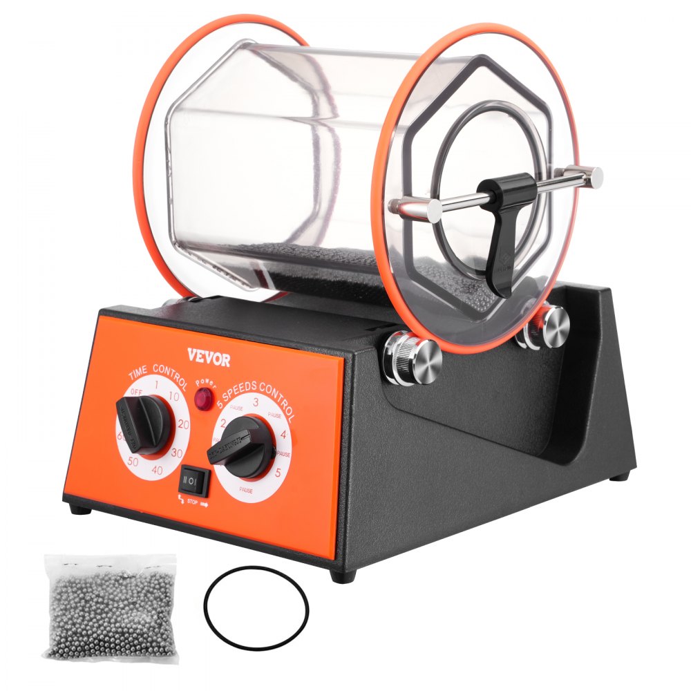 VEVOR Jewelry Polisher Tumbler, 11lbs/5kg Capacity Mini Rotary Tumbler Machine with 0-60 Minutes Timer, 5 Speeds