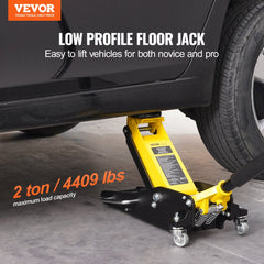 VEVOR Low Profile Floor Jack 2 Ton (4400 lbs) , Heavy Duty Aluminum Hydraulic Racing Floor Jack, Hydraulic Car Jack