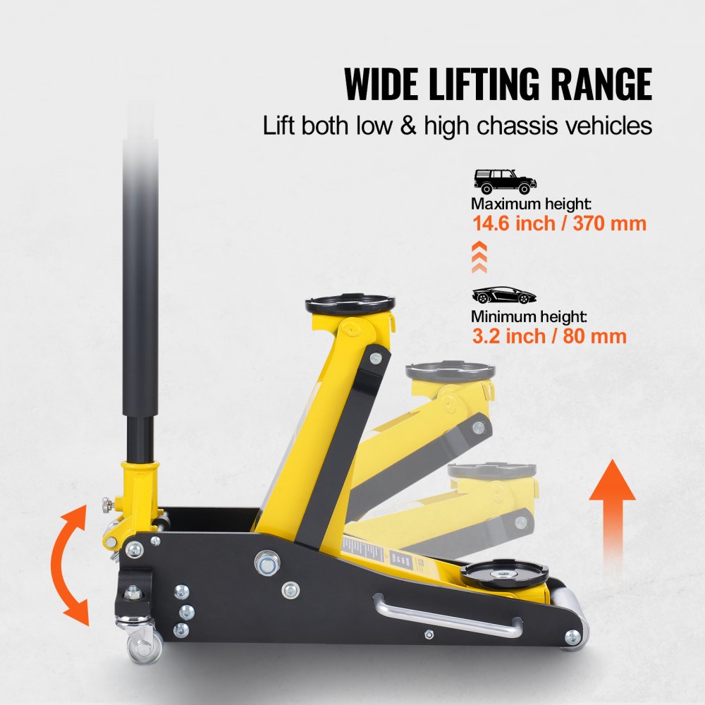 VEVOR Low Profile Floor Jack 2 Ton (4400 lbs) , Heavy Duty Aluminum Hydraulic Racing Floor Jack, Hydraulic Car Jack