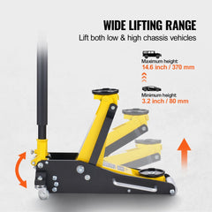 VEVOR Low Profile Floor Jack 2 Ton (4400 lbs) , Heavy Duty Aluminum Hydraulic Racing Floor Jack, Hydraulic Car Jack