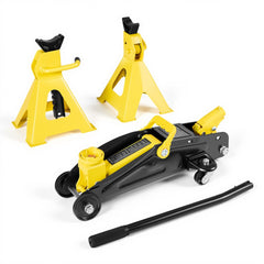 VEVOR Low Profile Floor Jack, 2 Ton (4400 lbs) Capacity, Steel Racing Floor Jack with Stands, Single Piston Quick Lift