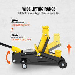 VEVOR Low Profile Floor Jack 2 Ton (4400 lbs), Heavy Duty Iron Hydraulic Racing Floor Jack, Hydraulic Car Jack, Single