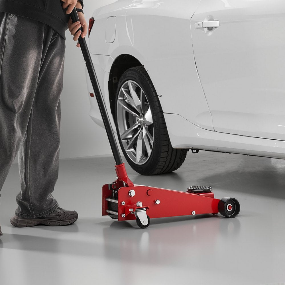 VEVOR Low Profile Floor Jack, 3 Ton (6614 lbs) Capacity, Steel Racing Floor Jack with Single Piston Quick Lift Pump