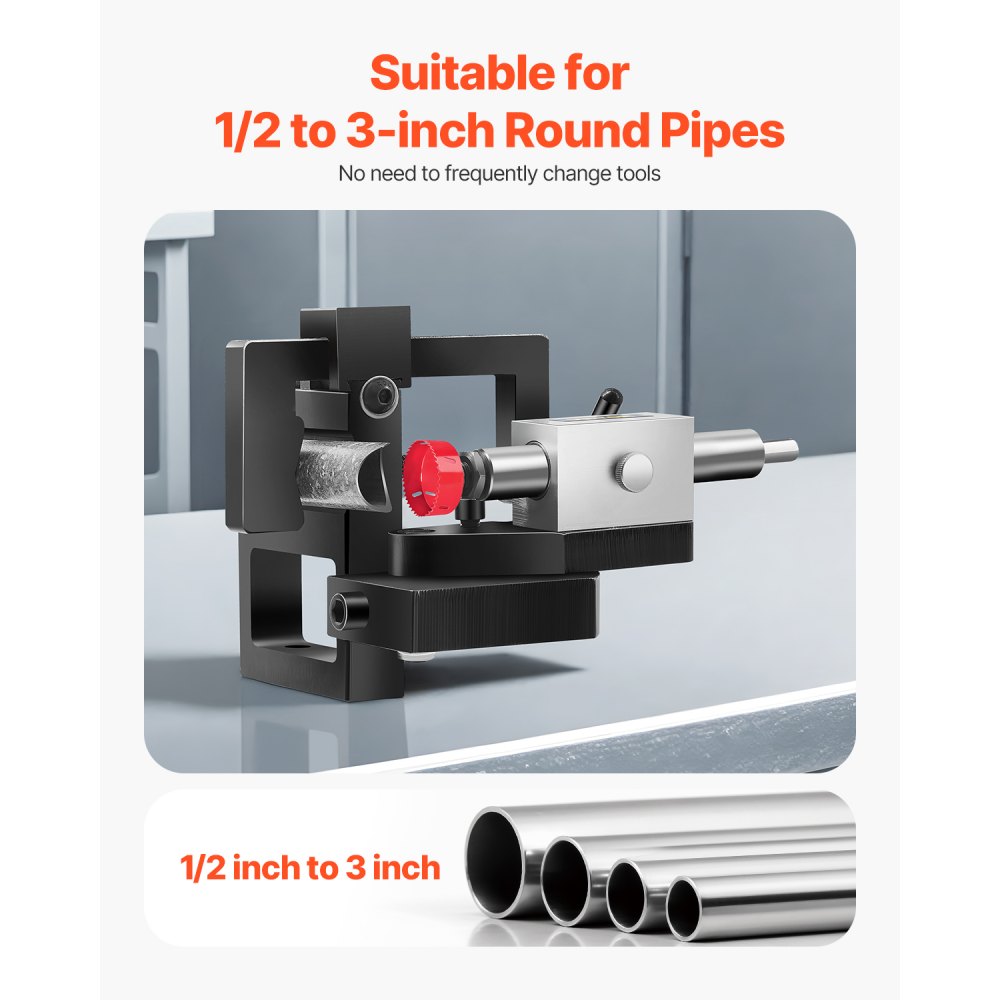 VEVOR Pipe Tube Notcher, 1/2 to 3-inch Tubing Notcher with 0 to 50° Adjustable Angle, Pipe and Tube Notching Tool for