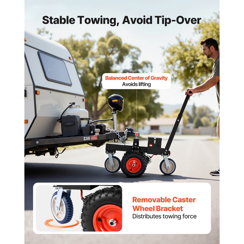 VEVOR Electric Trailer Dolly, 3600 lbs Max Trailer Weight 600 lbs Max Tongue Weight, DC 24V 800W Motorized Trailer