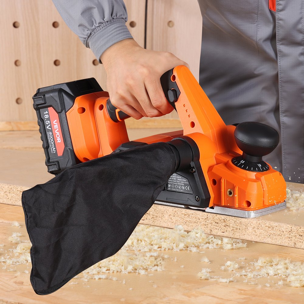 VEVOR Cordless Handheld Planer, 3-1/4-Inch Cut Width, 15000 RPM Electric Hand Wood Planer with Brushless Motor