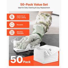 VEVOR 50 Pack White Microfiber Cleaning Cloth, 12 x 12 in Premium Microfiber Towels, Lint-Free and Scratch-Free