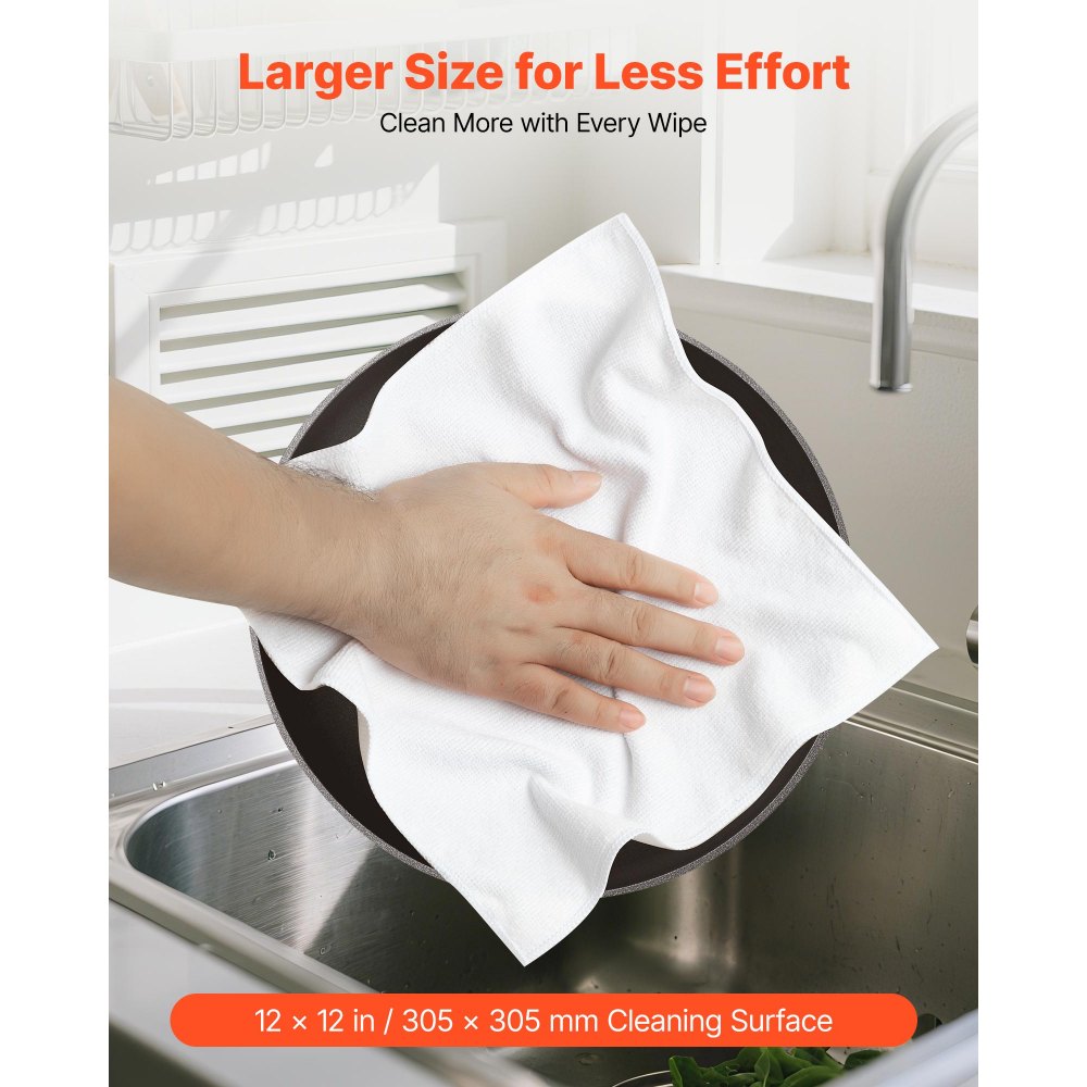 VEVOR 50 Pack White Microfiber Cleaning Cloth, 12 x 12 in Premium Microfiber Towels, Lint-Free and Scratch-Free