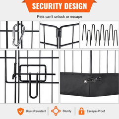VEVOR Dog Playpen, 8 Panels Foldable Metal Dog Exercise Pen with Bottom Pad, 24" H Pet Fence Puppy Crate Kennel with