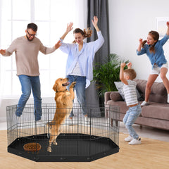 VEVOR Dog Playpen, 8 Panels Foldable Metal Dog Exercise Pen with Bottom Pad, 24" H Pet Fence Puppy Crate Kennel with
