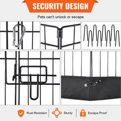 VEVOR Dog Playpen, 8 Panels Foldable Metal Dog Exercise Pen with Top Cover and Bottom Pad, 24" H Pet Fence Puppy Crate