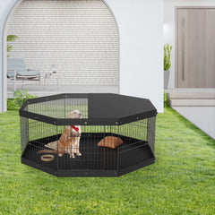 VEVOR Dog Playpen, 8 Panels Foldable Metal Dog Exercise Pen with Top Cover and Bottom Pad, 24" H Pet Fence Puppy Crate