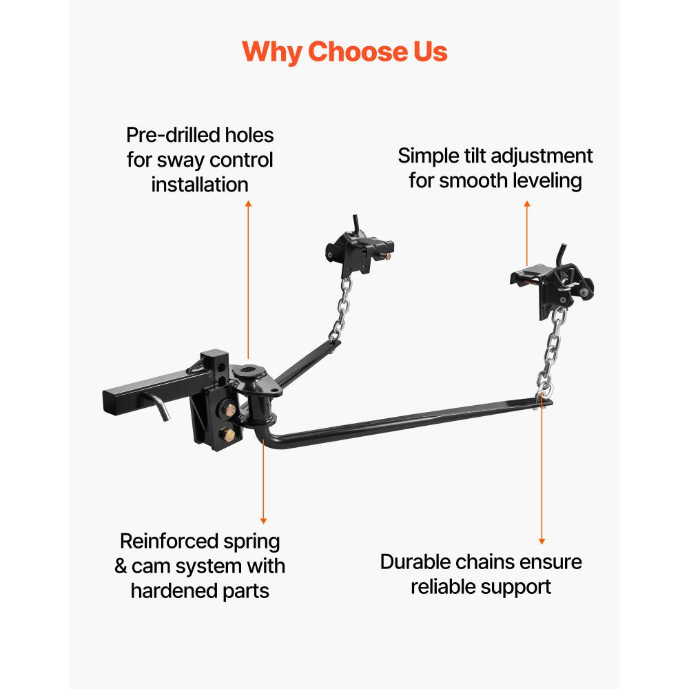 VEVOR Weight Distribution Hitch, 10000 lbs Max Towing & 1000 lbs Max Tongue, Weight Distributing Hitches Kit Includes 2