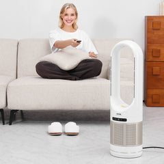 VEVOR Tower Fan Bladeless, 16.4ft/s Velocity Floor Fan that Blows Cold Air, 80° Oscillating 8-Speed Fans, 8H Timer